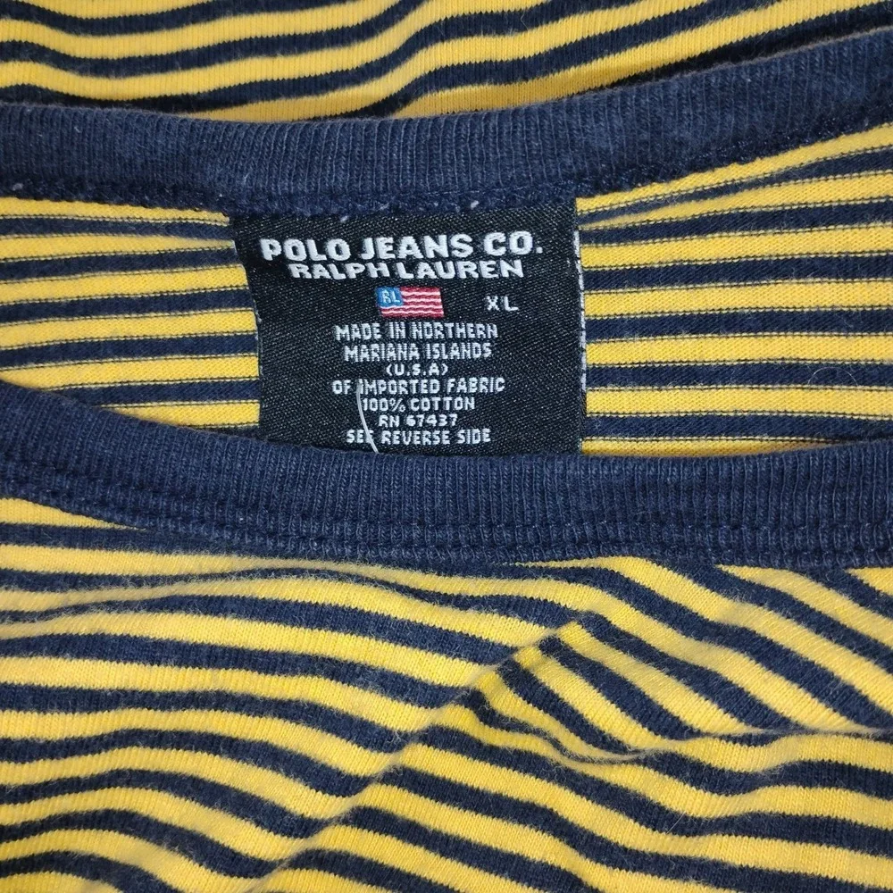 Ralph Lauren Polo Jeans Company Micro Striped T shirt Ringer Mens XL Vintage USA